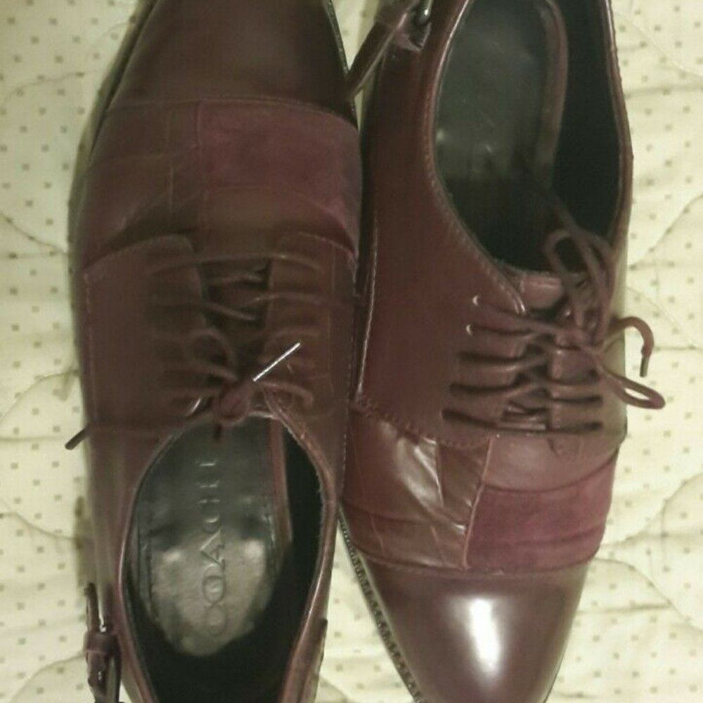 Coach Waverly Patchwork Oxford Maroon Women Shoe Size 7 like n e w